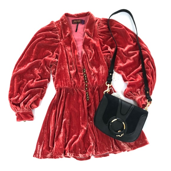 Free People Carnaby Velvet Romper Coral Jumpsuit - Picture 5 of 5